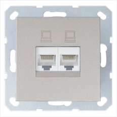 Изображение Интернет-розетка RJ45 двойная с накладкой 6 категория, цвет шампань
